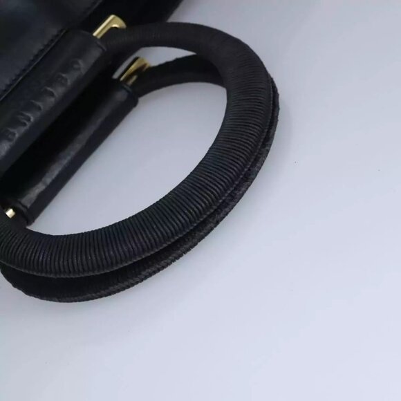 CELINE Hand Bag Leather 2way Black Gold Auth - Picture 9 of 15